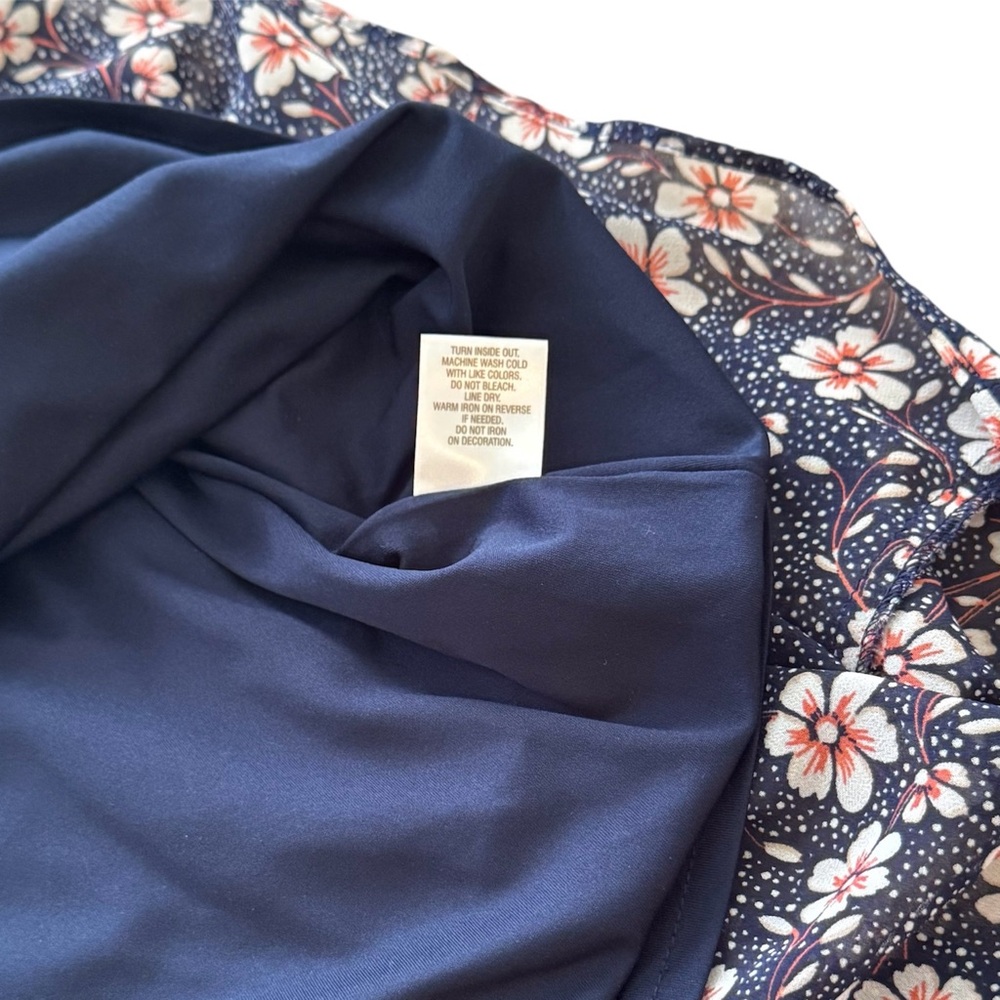 Dress “db Established 1962.” Navy Blue/Pink Dogwood Flowers. A-Line / Cami Slip. - Picture 13 of 16